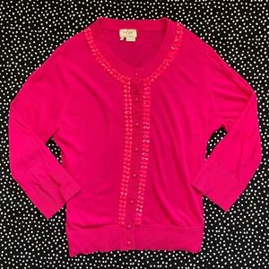 {kate spade} Hot Pink Studded Cardigan Sweater